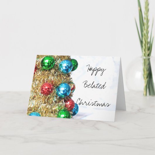 Vrolijke Verlaat Kerst ornamenten kaart (Voorkant)