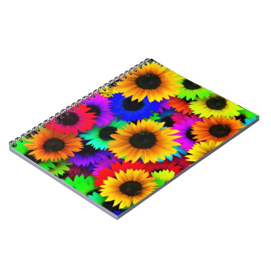 Vrolijke verzameling kleurrijke zonnebloemen notitieboek (Linkerzijde)