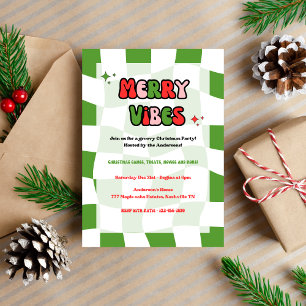 Vrolijke Vibes Groovy Kerstfeest uitnodiging