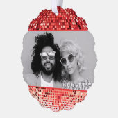 Vrolijke Vibes Retro Disco Ball Foto Kerstmis Ornament Kaart (Links)