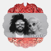 Vrolijke Vibes Retro Disco Ball Foto Kerstmis Ornament Kaart (Voorkant)