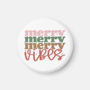 Vrolijke Vibes Retro Groovy Kerst Feestdagen Magneet