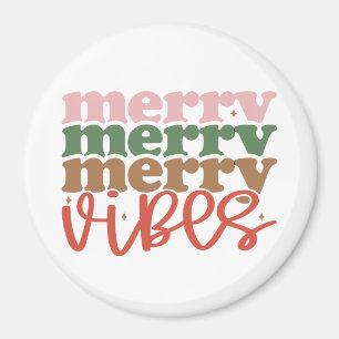 Vrolijke Vibes Retro Groovy Kerst Feestdagen Magneet