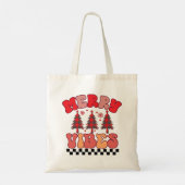 Vrolijke Vibes Retro Groovy Kerst Feestdagen Tote Bag (Achterkant)