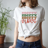 Vrolijke Vibes Retro Groovy Kerst Feestdagen Tri-Blend Shirt