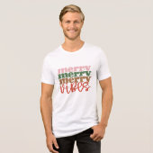 Vrolijke Vibes Retro Groovy Kerst Feestdagen Tri-Blend Shirt (Voorkant volledig)