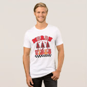 Vrolijke Vibes Retro Groovy Kerst Feestdagen Tri-Blend Shirt (Voorkant volledig)