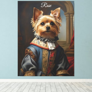 Vrolijke Victoriaanse Yorkshire Terrier in Kleren Canvas Afdruk