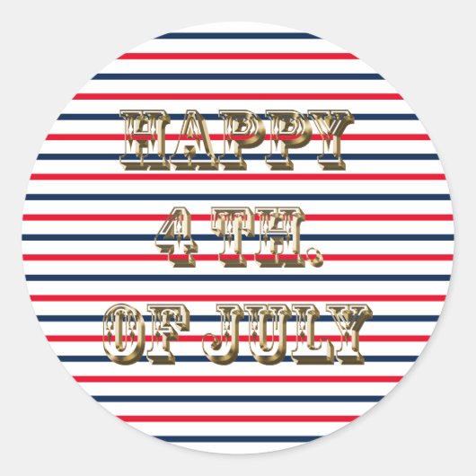 Vrolijke vierde juli rode witte blauwe patriottisc ronde sticker (Voorkant)