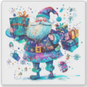 Vrolijke Violet Santa verspreidt kerstvreugde Sticker (Voorkant)