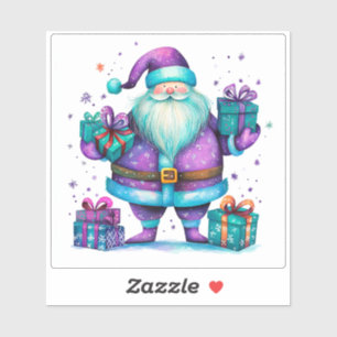 Vrolijke viooltje kerstman viert kerst sticker