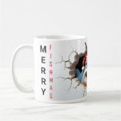 Vrolijke vissengrappige haai kerst koffiemok (Links)