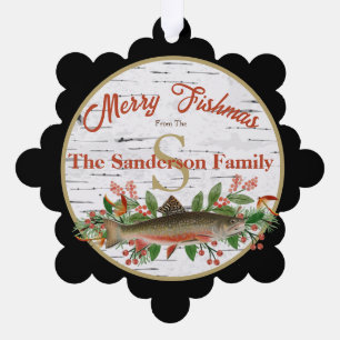 Vrolijke visvliegen vissen ornament kaart