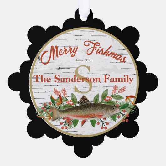 Vrolijke visvliegen vissen ornament kaart (Achterkant)