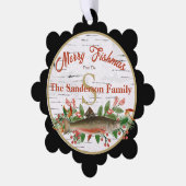 Vrolijke visvliegen vissen ornament kaart (Links)