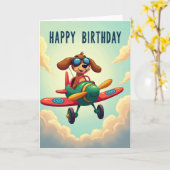 Vrolijke Vliegende Hond Kaart (Gele Bloem)