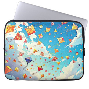 Vrolijke vliegers stijgen hoog op laptop sleeve