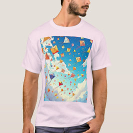 Vrolijke vliegers stijgen hoog op t-shirt