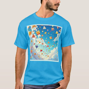 Vrolijke vliegers stijgen hoog op t-shirt