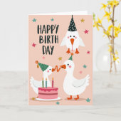 Vrolijke Vogel Feestkaart Kaart (Gele Bloem)