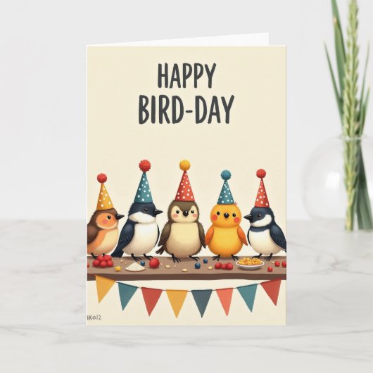 Vrolijke Vogel Feestkaart Kaart (Voorkant)