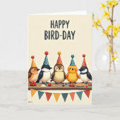 Vrolijke Vogel Feestkaart Kaart (Gele Bloem)