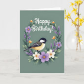 Vrolijke Vogel Kranskaart Kaart (Gele Bloem)