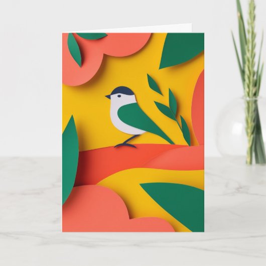Vrolijke Vogelcadeau Stok Kaart (Voorkant)
