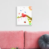Vrolijke Vogeltje met Zonneschijn Spreuk Canvas Afdruk (Insitu (Woonkamer))