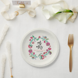 vrolijke volkbloemen multicolor bruiloft papieren bordje