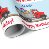 Vrolijke vrachtwagenlading van cadeauboeien Naam L Cadeaupapier (Rol Hoek)