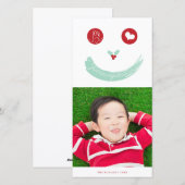 Vrolijke Vrede Liefde Schattig Lachend Gezicht Gra Feestdagenkaart (Voorkant / Achterkant)