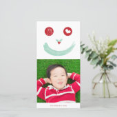 Vrolijke Vrede Liefde Schattig Lachend Gezicht Gra Feestdagenkaart (Staand voorkant)