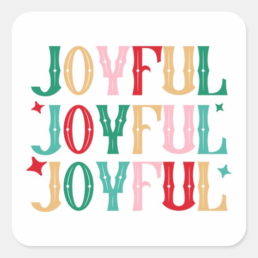 Vrolijke Vreugde Kerstmis Vierkante Sticker (Voorkant)