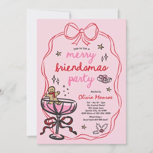 Vrolijke Vriendjes Kerstcocktail Holiday Party Kaart (Voorkant)