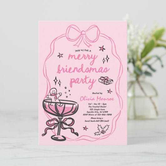 Vrolijke Vriendjes Kerstcocktail Holiday Party Kaart (Staand voorkant)