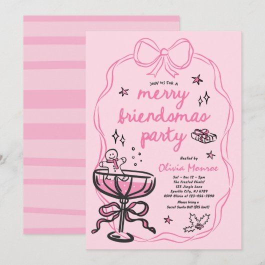 Vrolijke Vriendjes Kerstcocktail Holiday Party Kaart (Voorkant / Achterkant)