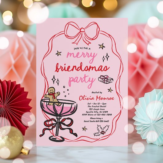Vrolijke Vriendjes Kerstcocktail Holiday Party Kaart