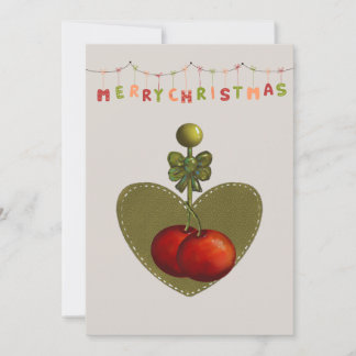 Vrolijke vrolijk kerstfeest Hart en Rode Bellen Ca Feestdagenkaart