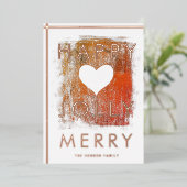 Vrolijke vrolijke artistieke hartschildering Kerst Folie Feestdagenkaart (Staand Voorkant)