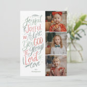 Vrolijke Vrolijke Christelijke Kerstmis Drie Fotok Feestdagenkaart (Staand voorkant)