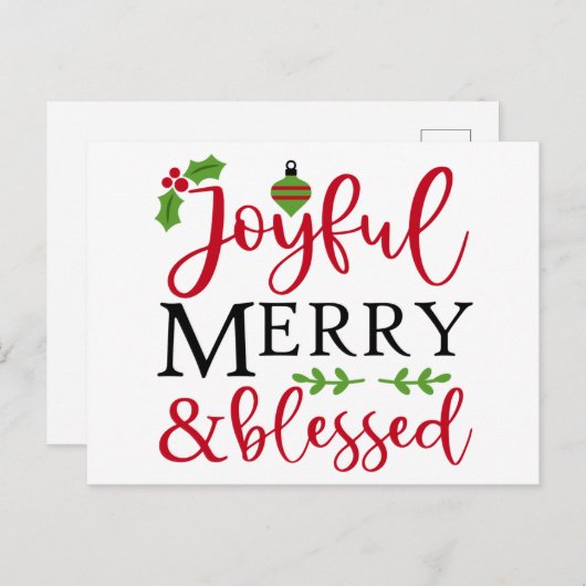 Vrolijke vrolijke en gezegende feestdagen ansichtk (Voorkant / Achterkant)