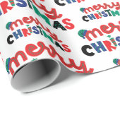 Vrolijke Vrolijke Kerst Witte Achtergrond Naadloos Cadeaupapier (Rol Hoek)