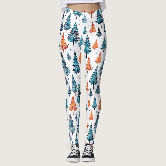 Vrolijke, vrolijke kerstbomen leggings (Voorkant)