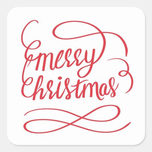 Vrolijke vrolijke kersttypografie Handlettering Vierkante Sticker (Voorkant)
