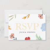 Vrolijke vrolijke kleurrijke Bloemen RSVP Response (Voorkant)