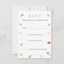 Vrolijke vrolijke kleurrijke Bloemen RSVP Response Kaartje