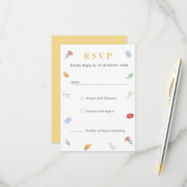 Vrolijke vrolijke kleurrijke Bloemen RSVP Response Kaartje