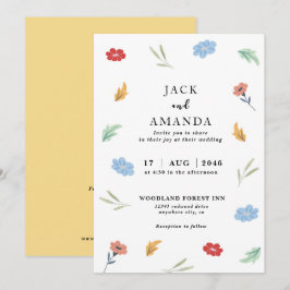 Vrolijke Vrolijke Kleurrijke Bloemenbruiloft uitno Kaart