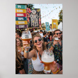 Vrolijke vrouwen op Belgische bierfestivalposter Poster